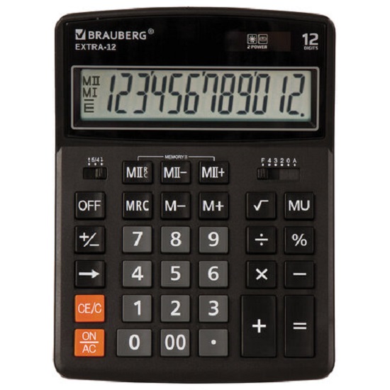 Калькулятор BRAUBERG EXTRA-12-BK черный