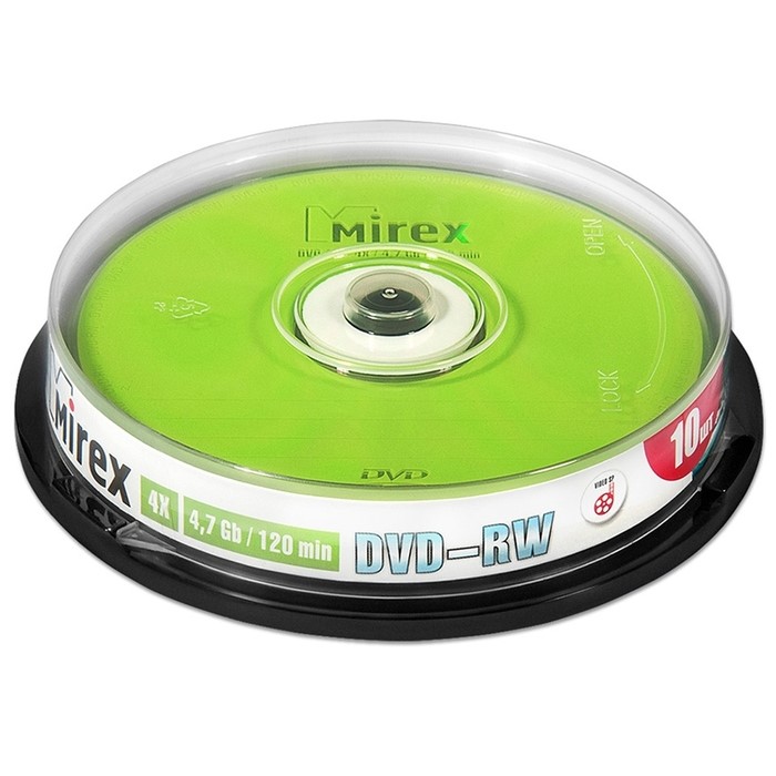 Диск DVD+RW MIREX 4,7 Гб 4X Cake Bulk-10