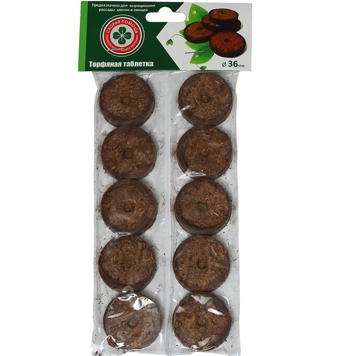 Таблетки торфяные, для рассады, d = 3.6 см, с оболочкой, набор 10 шт. 2901601