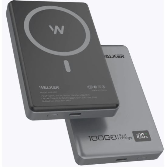 Внешний АКБ WALKER WB-920, PREMIUM, (10000nAh) металл, cерый