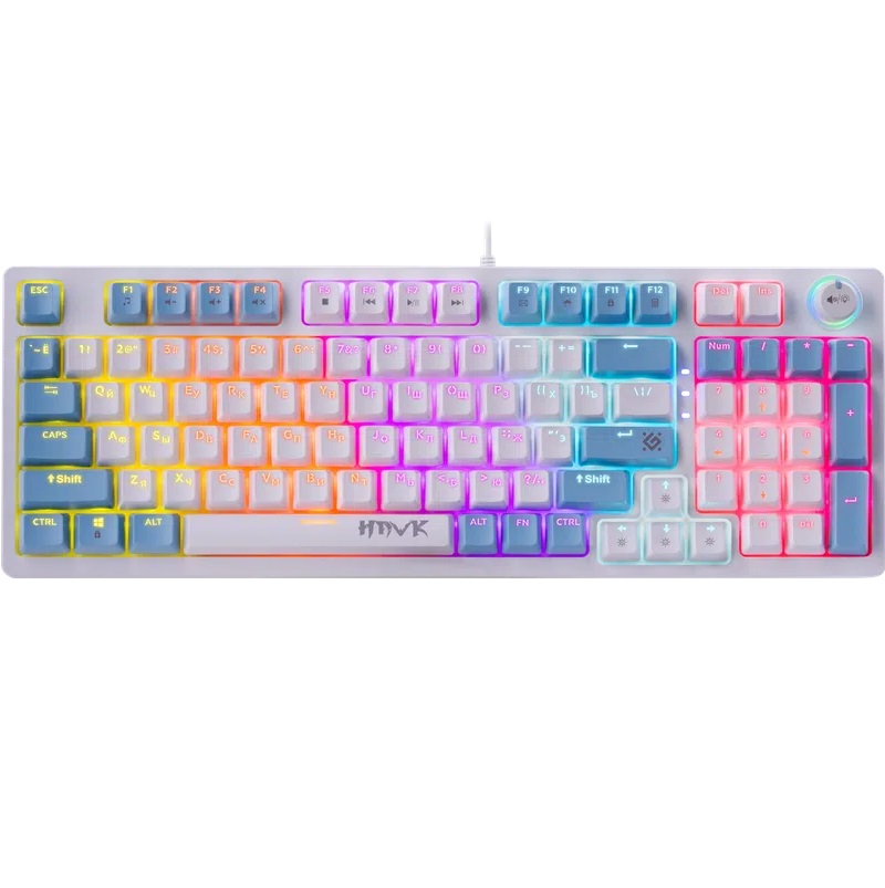 Клавиатура DEFENDER Hawk GK-418 RU,бел,радужн,97кн,крас.свитч (45421)