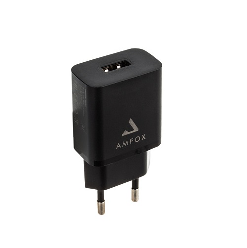 Сетевое ЗУ 1USB 2.1A AMFOX AH-45, 10,5Вт, блочок, черное