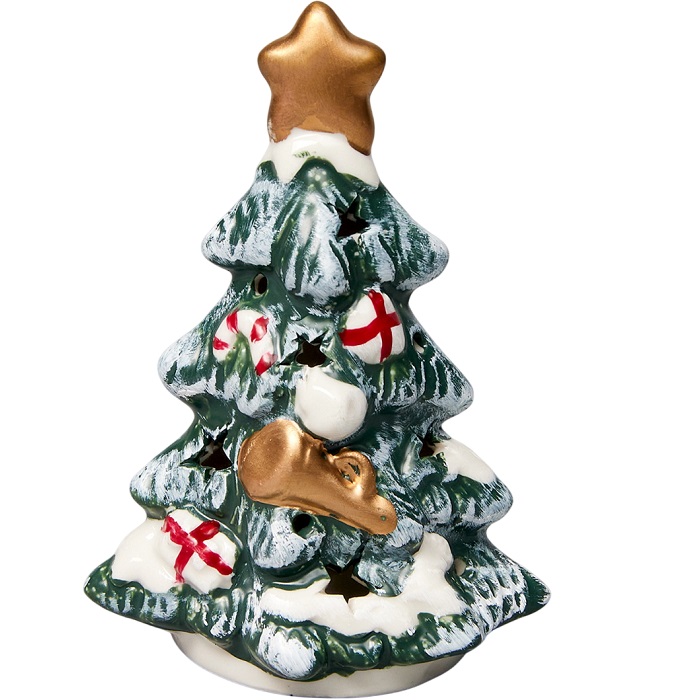 Светодиодная фигура «Зелёная Ёлка», 9.8×5.5×6.5 см, 1 LED, керамика, от батареек LR44×3, тёплый белый свет