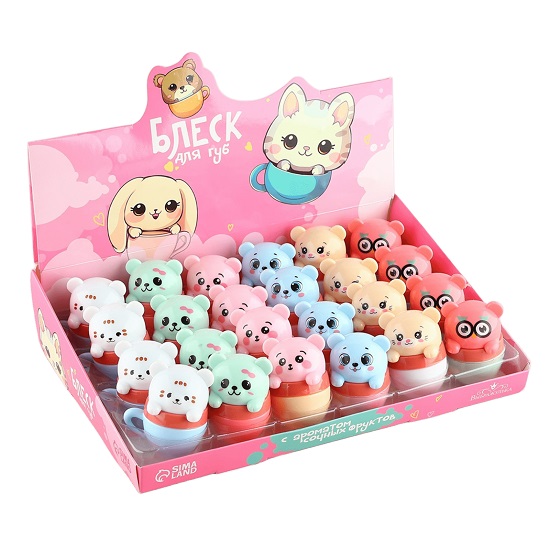 Блеск для губ «Зверюшки», 10 гр, фруктовый аромат 10178741