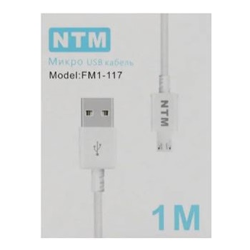 Кабель USB - microUSB  1.0м NTM FM1-117 белый с удлиненным коннектором