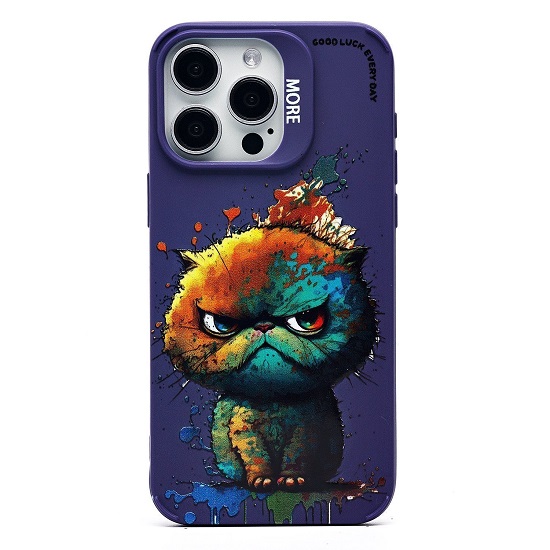 Задняя накладка SC335 для iPhone 15 Pro Max  (кот) (violet) (227021)