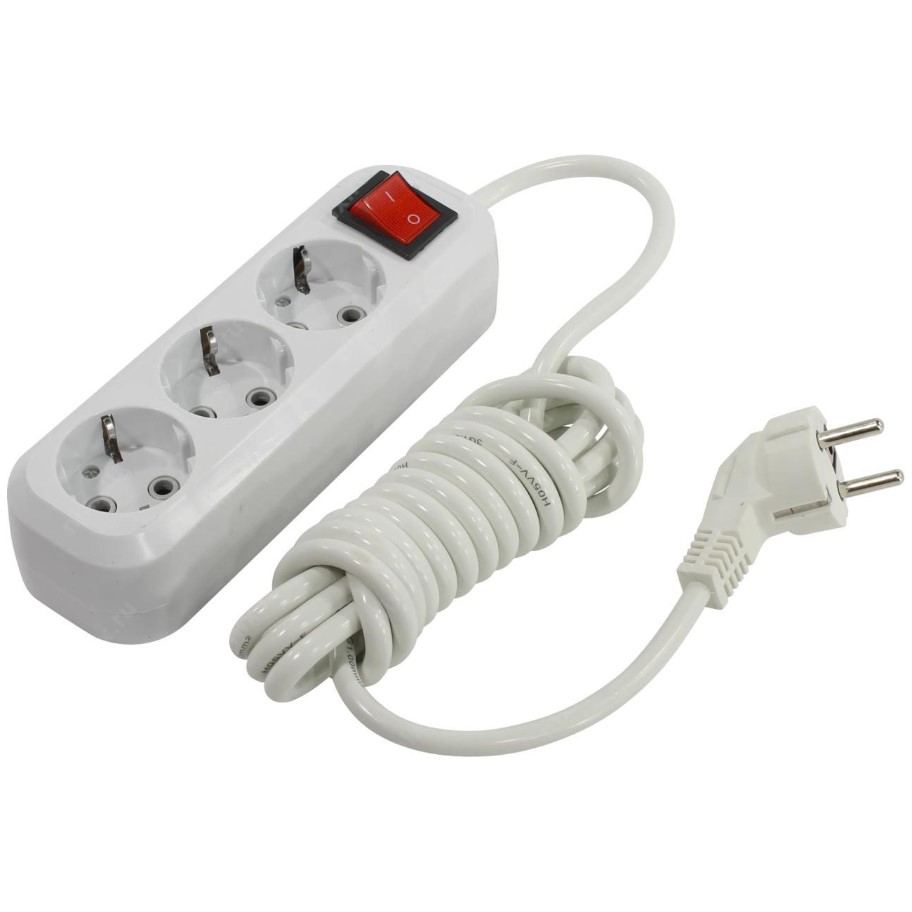 Сетевой удлинитель  3.0м SMARTBUY 3 розетки с выключателем и заземлением ПВС 3х1,0 (SBE-16-3-03-ZS)