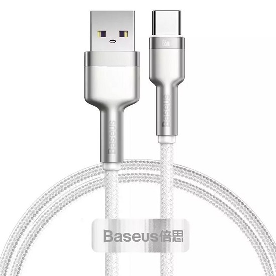 Кабель USB <--> Type-C  1.0м Baseus High current белый, 66W (CAKF000102)