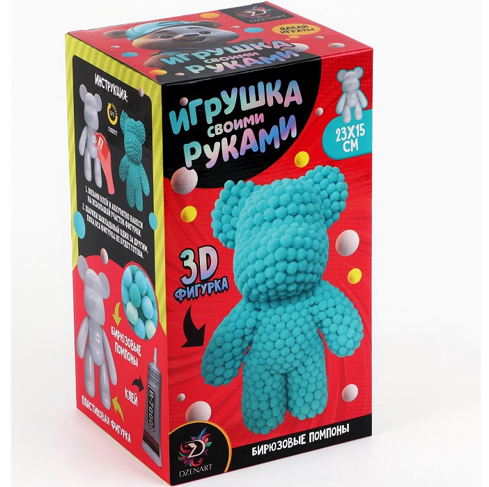 Игрушка помпонами «Медведь», мятный 10133476