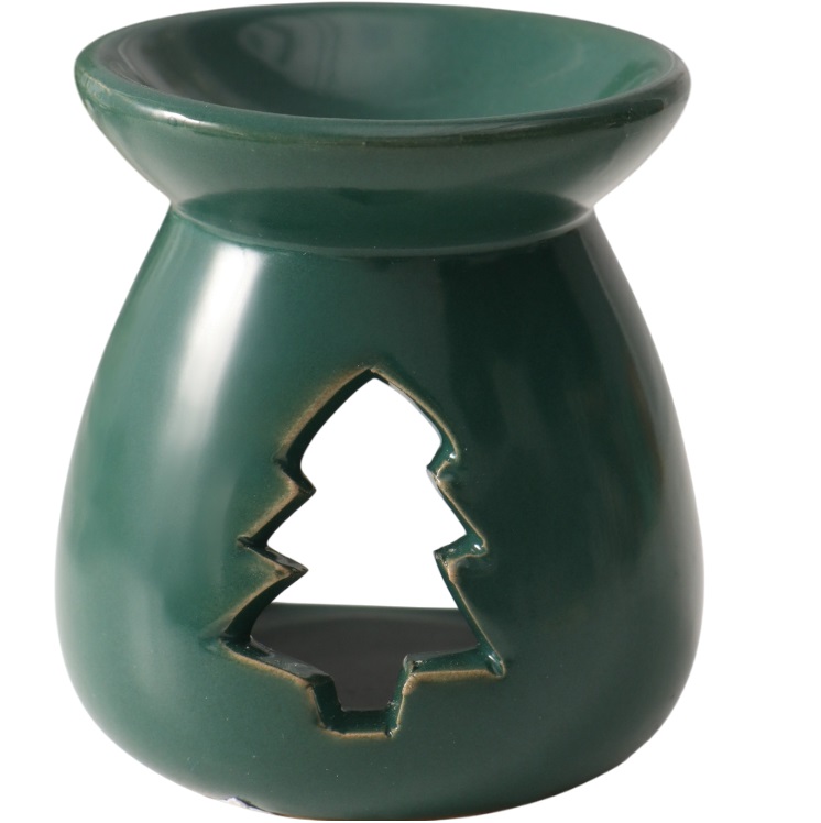 Аромалампа для эфирных масел «Ёлочка», керамика, т. зелёная, 6.8×6.8×7.5 см
