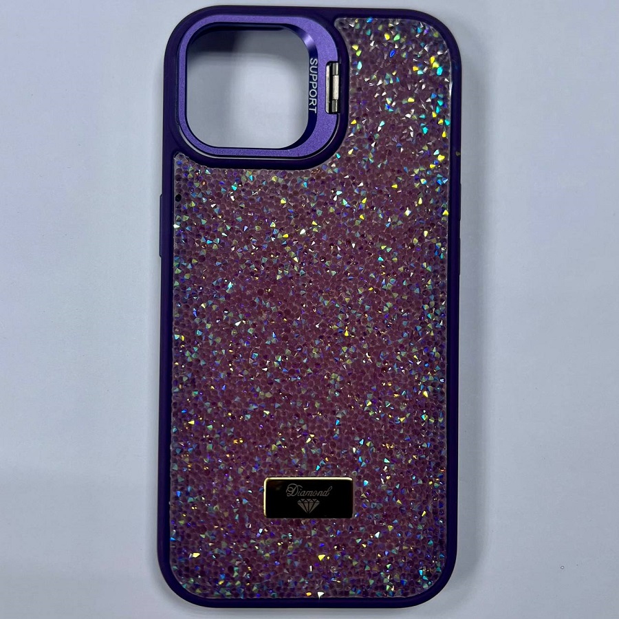 Задняя накладка DIAMOND для iPhone 15, фиолетовый  + защитная линза