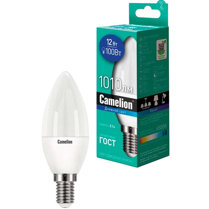 Лампа светодиодная CAMELION C35 12W/6500К/E14