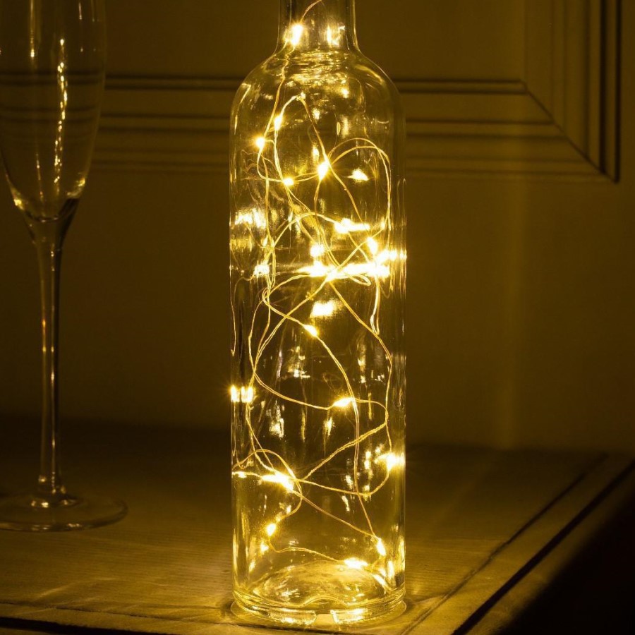 Гирлянда "Нить - Роса с пробкой" 2 м, свечение тёплое белое, LR44х3, IP20