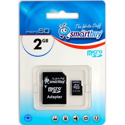 Micro SD  2Gb Smart Buy с адаптером SD