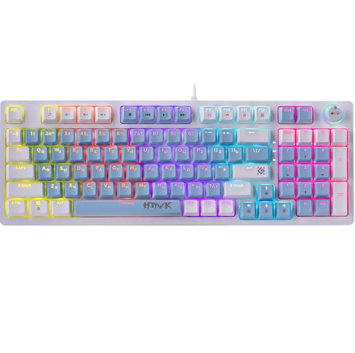 Клавиатура DEFENDER Hawk GK-418 RU,глб,радуж,97кн,корич.свитч (45422)