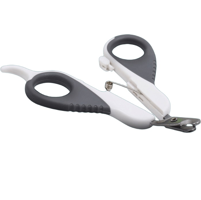 Ножницы-когтерезы "Пижон" Premium изогнутые, с упором для пальца, бело-серые   6960825
