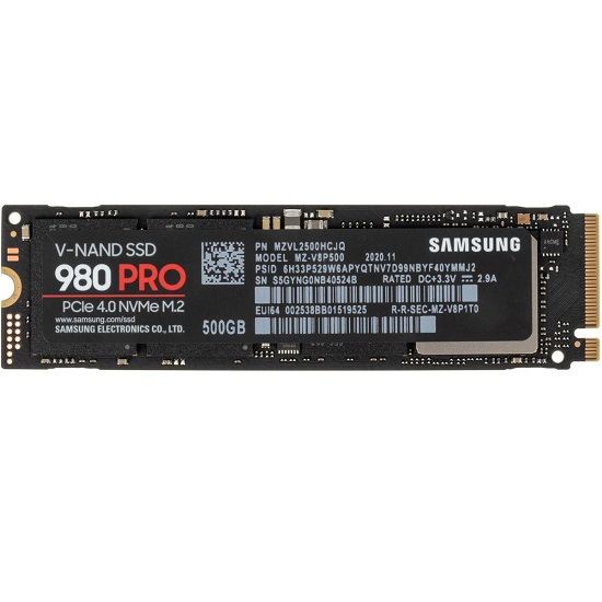 Накопитель SSD M.2 500Gb Samsung 980 PRO MZ-V8P500BW (PCIe Gen 4.0 x4, R6900/W5000, IOPs 800 000)