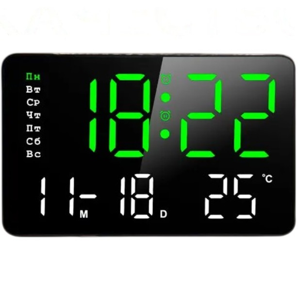 Часы настенные электронные большой дисплей будильник,температура прямоугольные TIMELAB 10*16 см