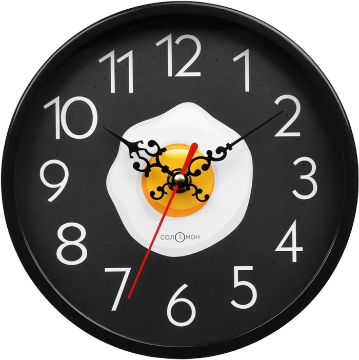 Часы настенные, d-20 см, кухонные, "Глазунья", бесшумные 10059313