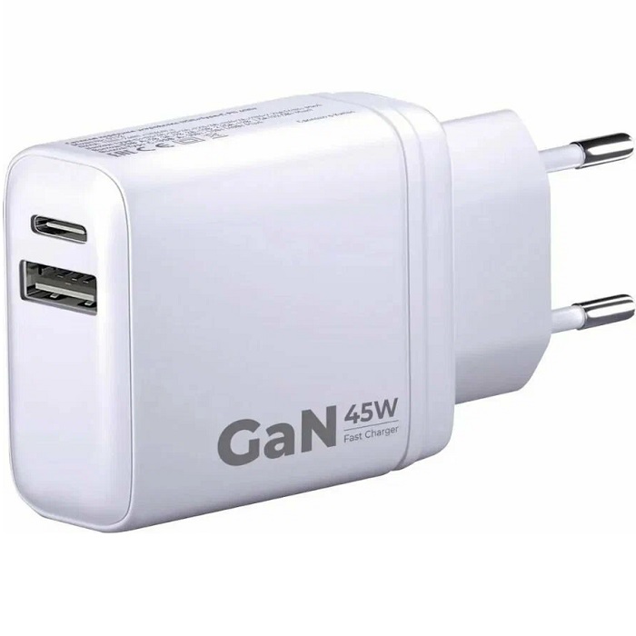 Сетевое ЗУ 1USB/1Type-C 3A BORASCO 52390, белое, 45W