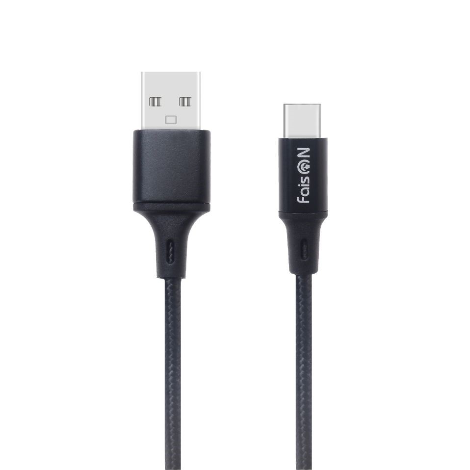 Кабель USB <--> Type-C  1.5м FAISON HX14 ALUM ткань, чёрный
