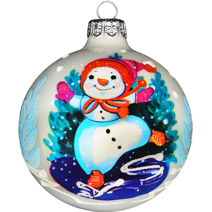 Шар "Снеговишка на коньках", 80 мм., в подарочной упаковке, КУ-80-224269