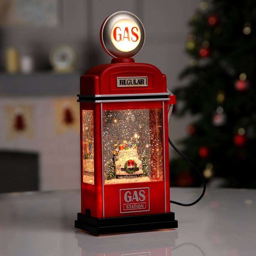Светодиодная фигура «Бензоколонка» 11.5 × 28 × 7.5 см, пластик, батарейки ААх3 (не в комплекте), USB, свечение тёплое белое
