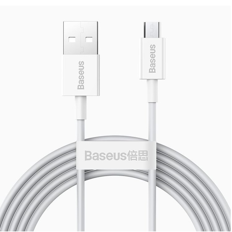 Кабель USB <--> microUSB  2.0м BASEUS Superior Series белый (CAMYS-A02)