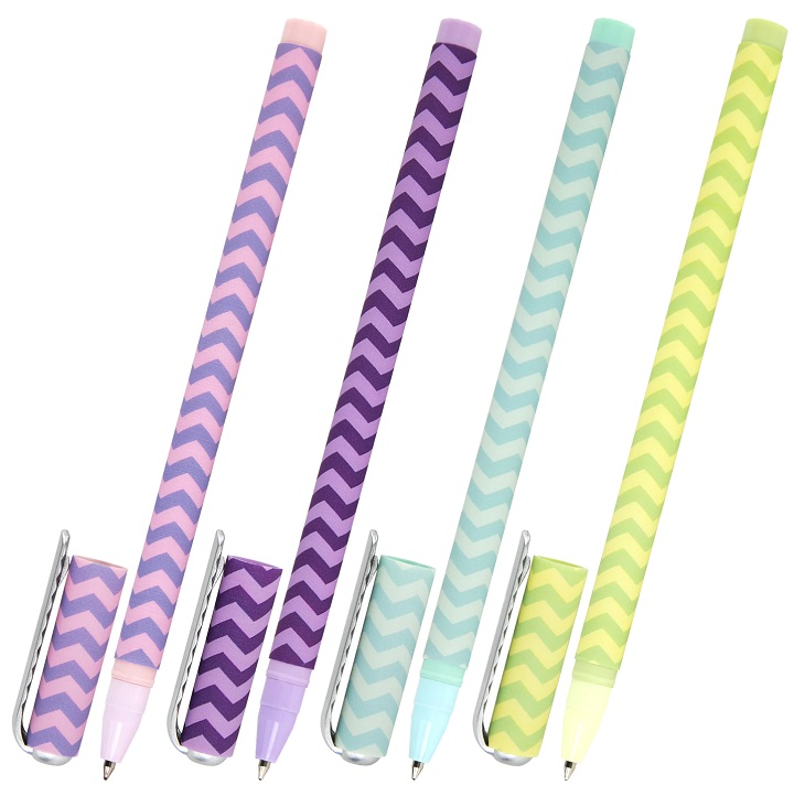 Ручка шариковая BRAUBERG SOFT TOUCH STICK "GEOMETRIC", СИНЯЯ, мягкое покрытие, ассорти, 0,7мм,143701