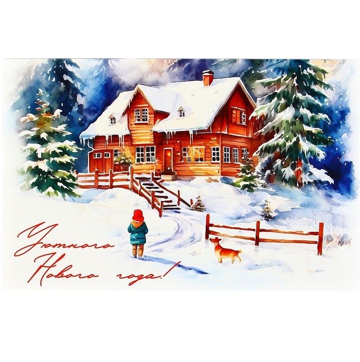 Почтовая карточка «Уютного Нового года!», зимний дом, 10 х 15 см 10513749