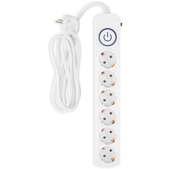 Сетевой фильтр  1.8м IPPON BK-6-EU-1.8-16-W, белый, 6 розеток