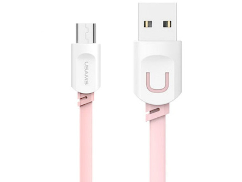 Кабель USB <--> Lightning  0.25м USAMS U-Trans Series US-SJ007 плоский, розовый