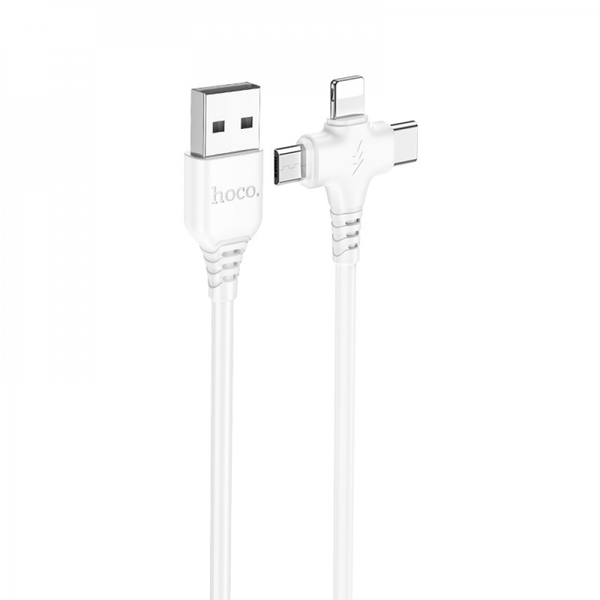 Кабель USB <--> Type-C/Lightning/microUSB  1.0м HOCO X77 Jewel, белый