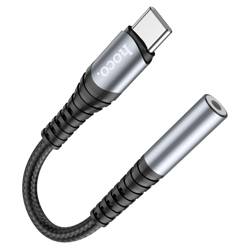 Переходник Jack 3.5 >--> Type-C HOCO LS33, серый