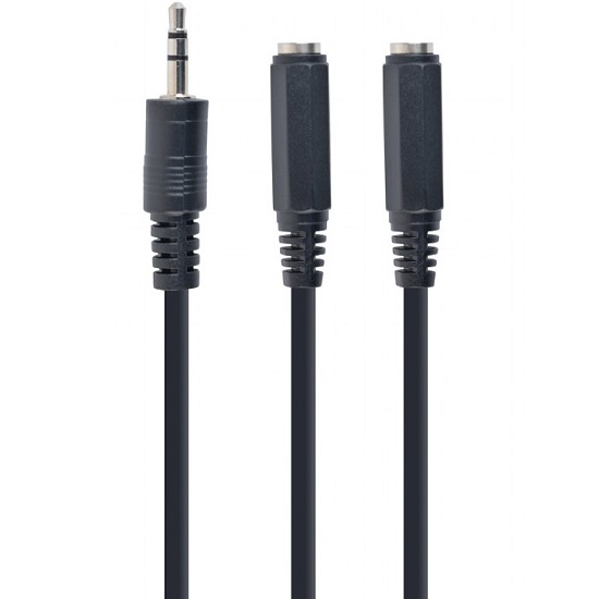 Разветвитель Jack 3.5 <--< 2*Jack 3.5  0.1м CABLEXPERT CCA-415-0.1M, черный