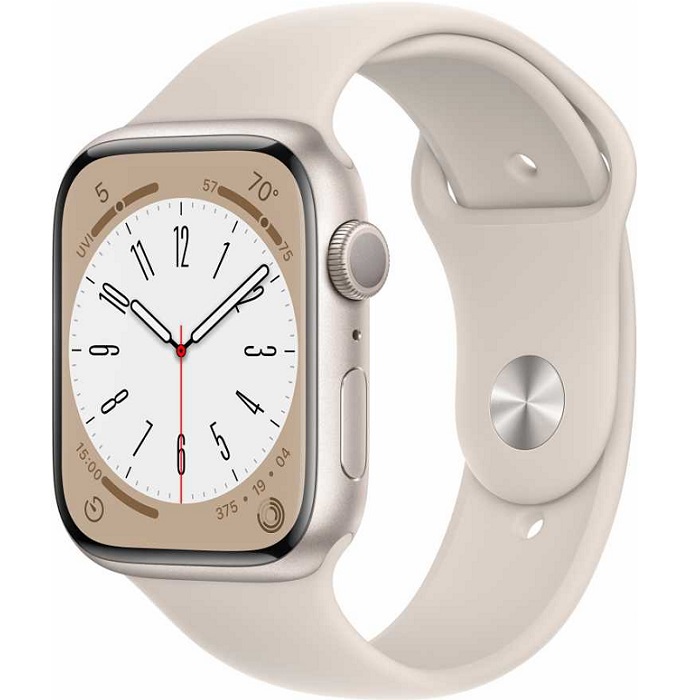 Часы Apple Watch Series 8 GPS, 45 мм,(MNP23) Starlight, Sport Band (LL) (Уценка)