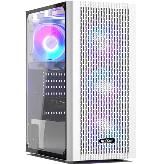Корпус PCCOOLER MA100 MESH WH, Mesh Mid Tower, White, TG, 0.4 SPCC, 3x120mm ARGB ATX, mATX, mITX 160/310/180mm 2x2.5", 2x3.5", 7xPCI без блока питания