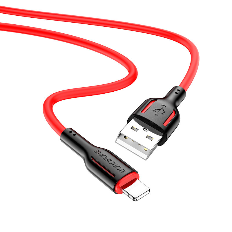 Кабель USB <--> Lightning  1.0м BOFOFONE BX63 Charming, чёрный, красная вставка