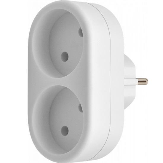 Сетевой разветвитель 2гн. DEFENDER TA-02, б/з, 10А, белый