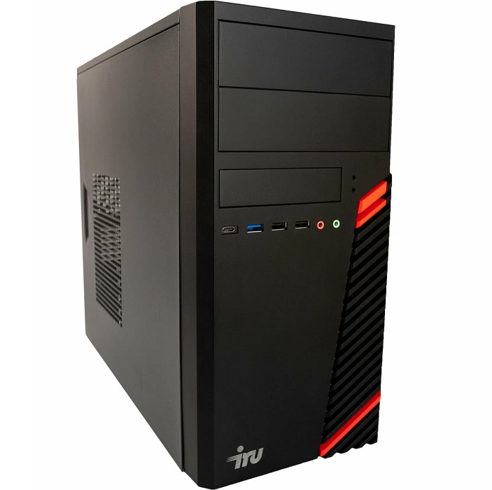 Системный блок IRU Home 310H6SM MT PG (Intel G7400/ 8GB/ SSD 256GB/ DOS) (1900970), чёрный