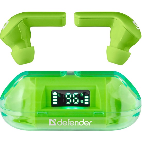 Наушники DEFENDER 916, Twins, Bluetooth, TWS, цвет: зелёный, (арт.63917)