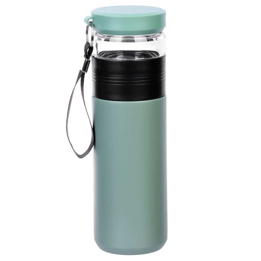 Термос, 500 мл, с колбой для заваривания чая, сохраняет тепло до 8 ч, зеленый   9842309