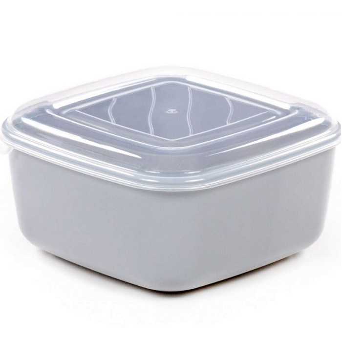 Контейнер Dolcezza №37 квадратная с крышкой, 1,5л (дымчатый, крышка прозрачная)