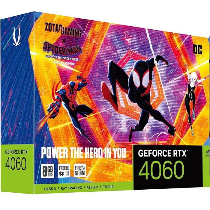 Видеокарта ZOTAC RTX 4060 OC Spider-Man™: Across The Spider-Verse Bundle 8 ГБ (ZT-D40600P-10SMP) (Уценка)