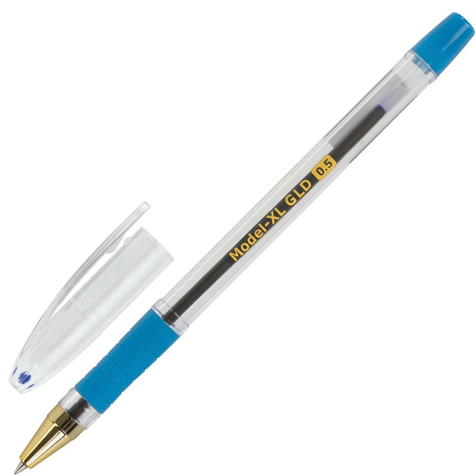 Ручка шариковая масляная с грипом BRAUBERG Model-XL GLD, СИНЯЯ, узел 0,5 мм, линия 0,25 мм, 143245