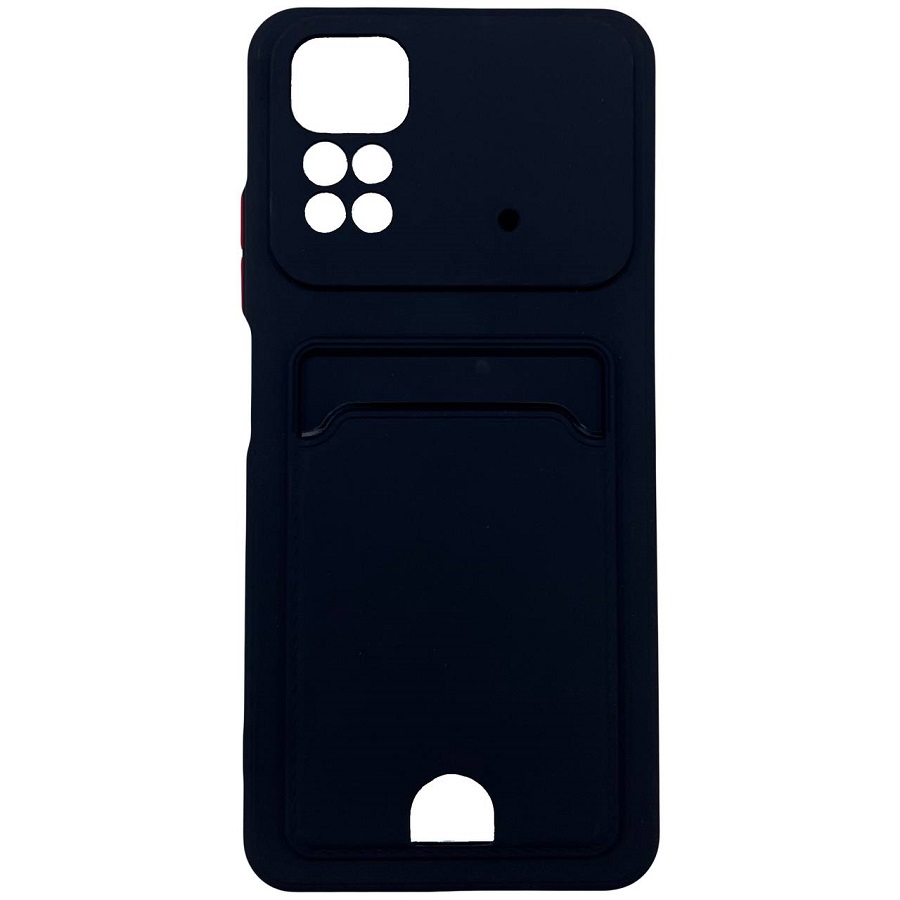 Силиконовый чехол BUTTON для Xiaomi Redmi NOTE 11/NOTE11S (Черный) с карманом для пластиковых карт