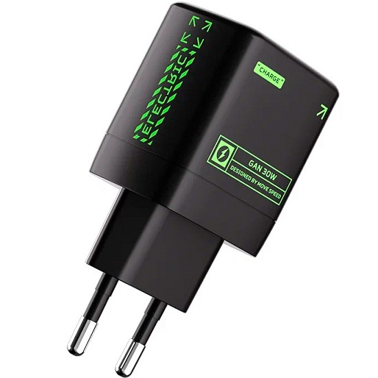 Сетевое ЗУ 1USB/1Type-C MOVESPEED AC30 Black, 30W