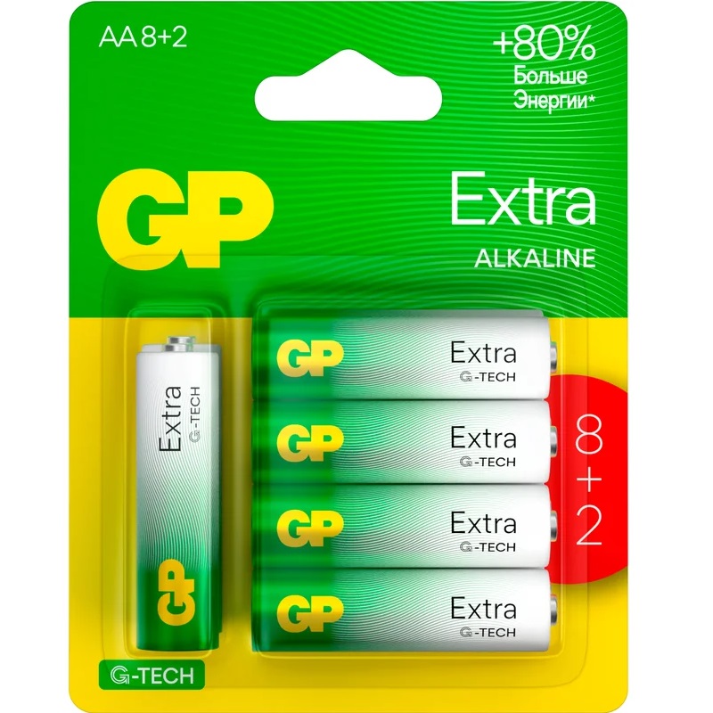 Элемент питания GP LR06 Extra G-Tech BL8+2 (15AXA218/2-2CRSBC10)