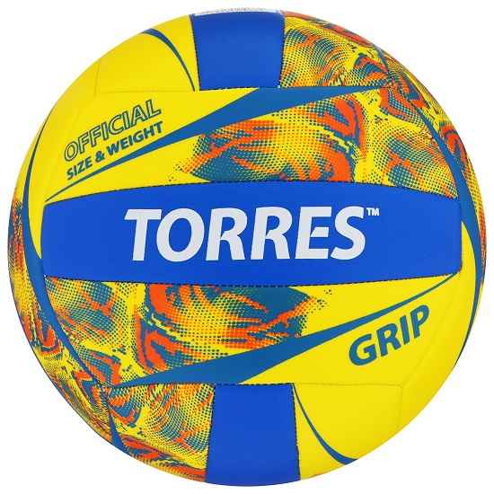 Мяч волейбольный TORRES Grip Y, V32185, машинная сшивка, 18 панелей, р. 5, TPU