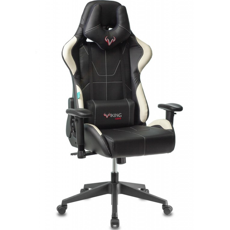 Кресло игровое БЮРОКРАТ VIKING 5 AERO WHITE черный/белый искусственная кожа